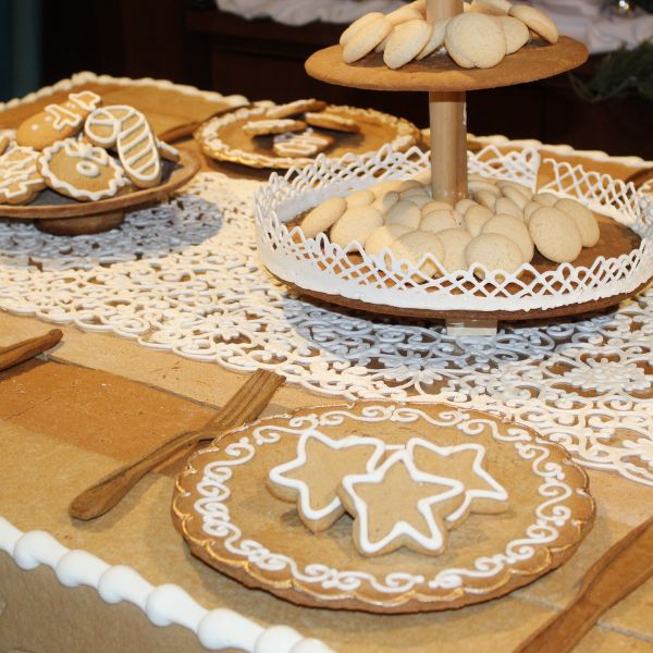 a tray of cookies on a table