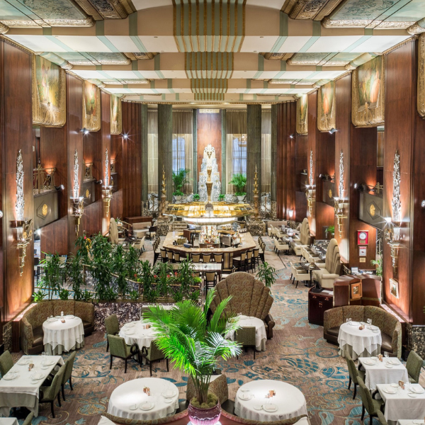 a room with tables and chairs