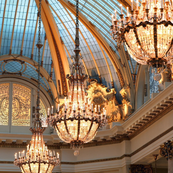 a chandelier in a room