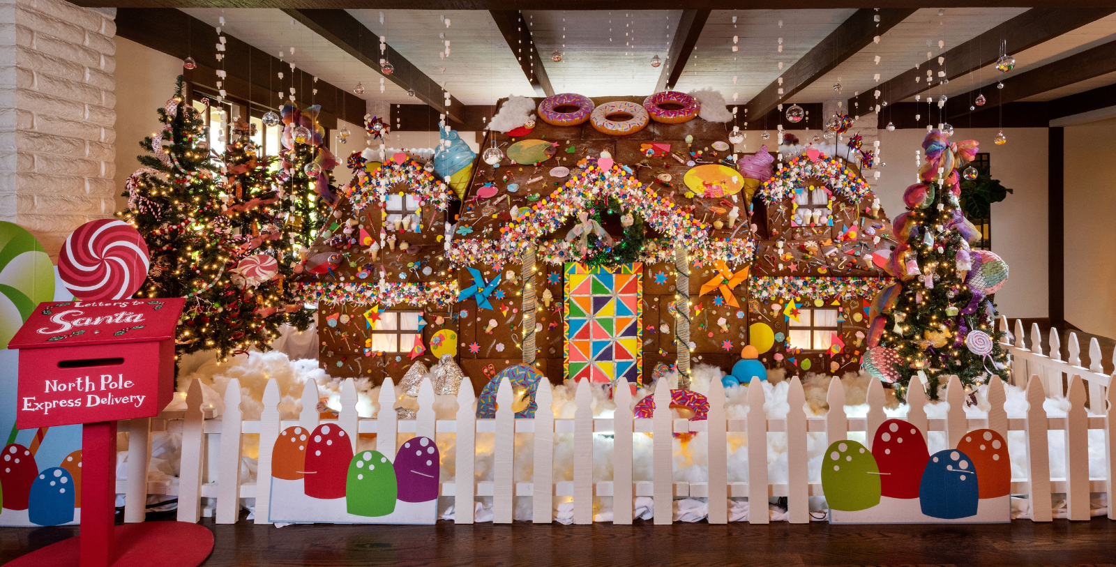 a gingerbread house with decorations