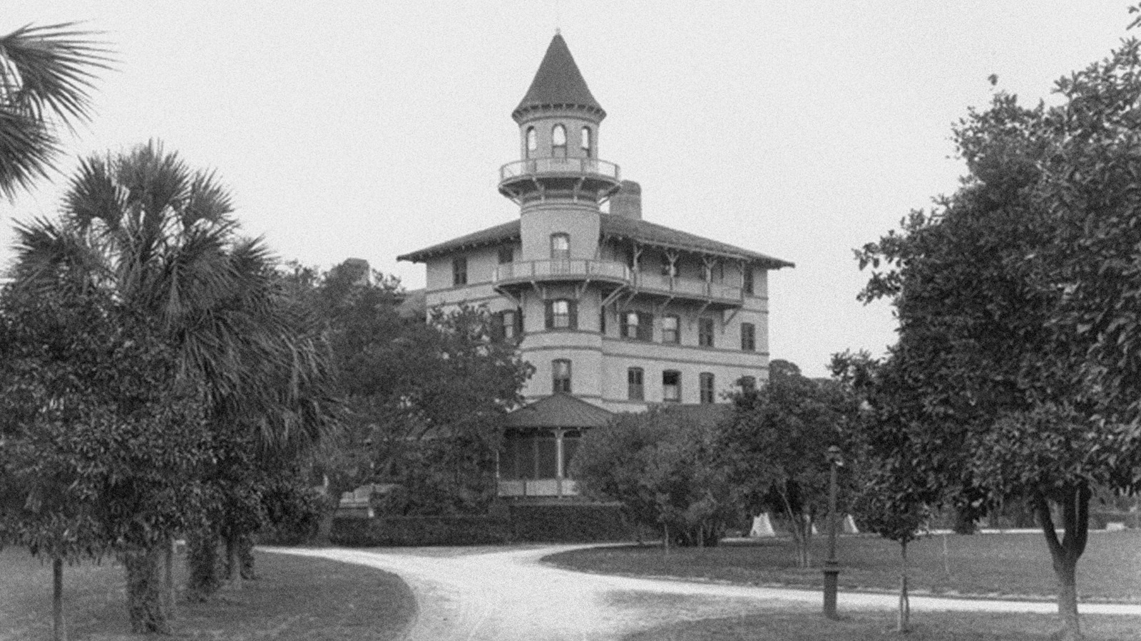 a large building with a tower