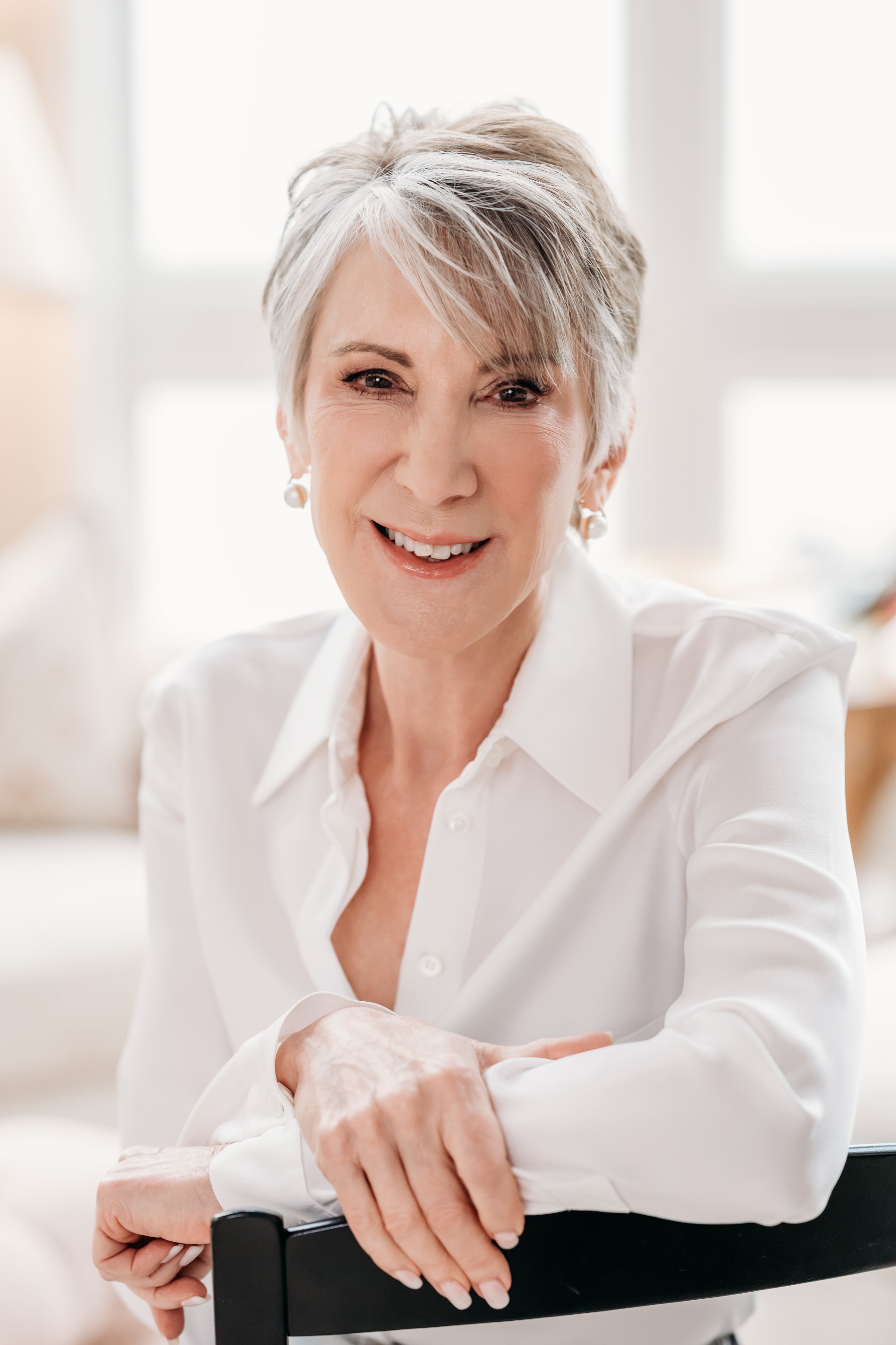 a woman in white shirt
