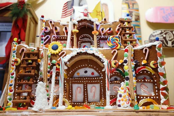 a gingerbread house with candy