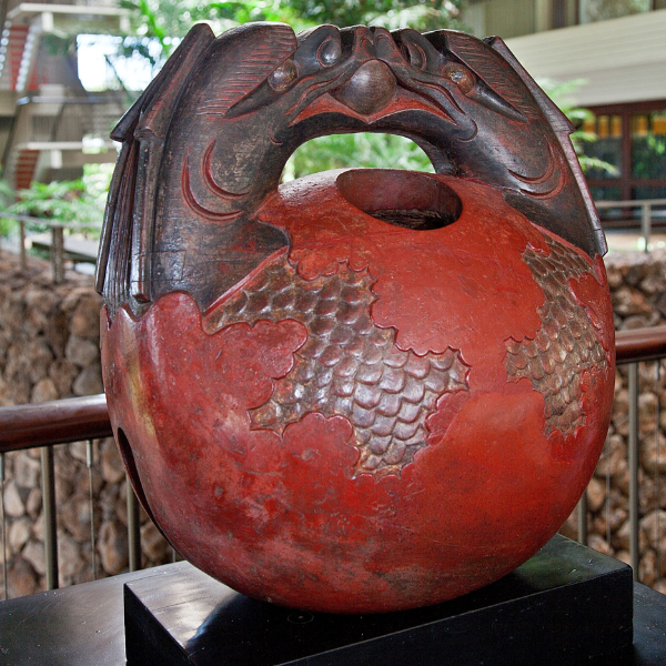 a red and black sculpture