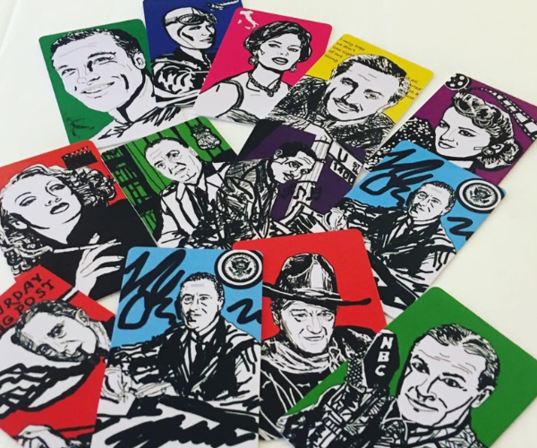 a group of cards with pictures of people