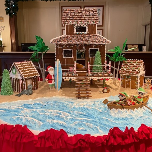 a gingerbread house on a table