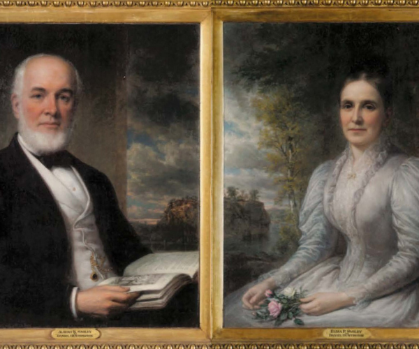 a couple of paintings in a frame