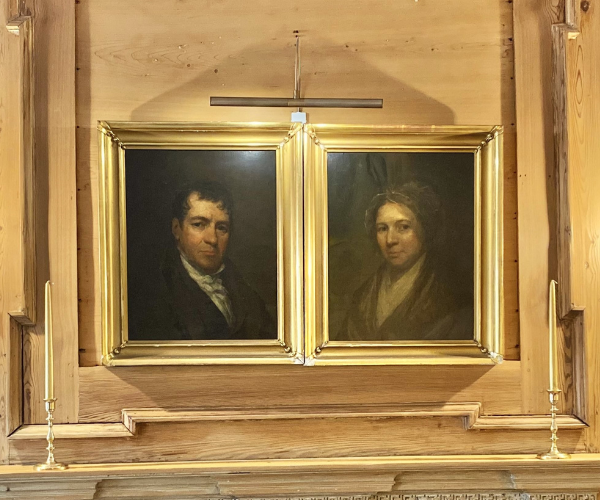 a framed art on a wall