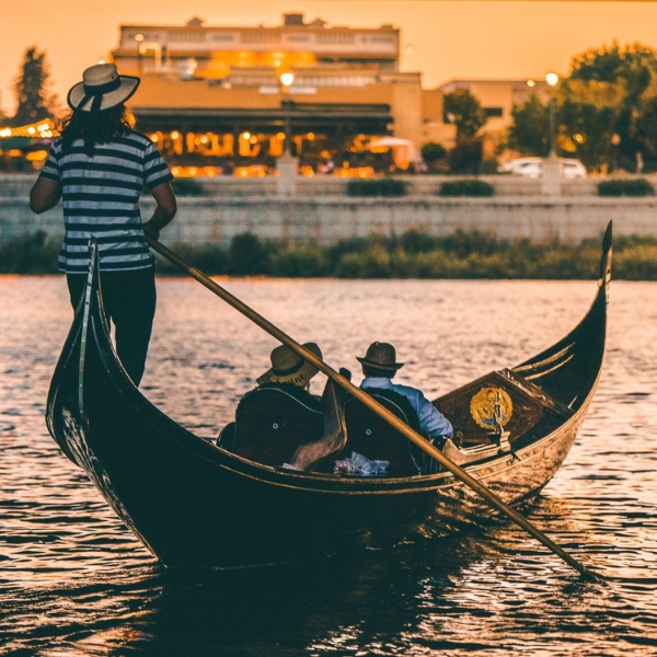 a group of people in a boat