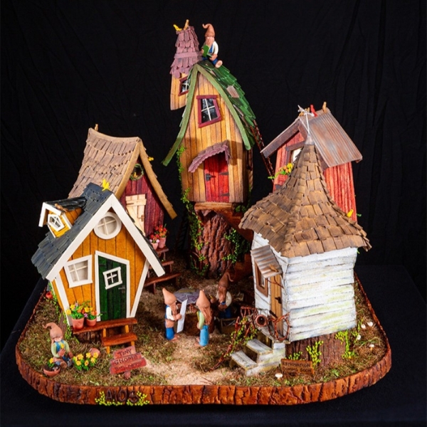 a group of gnomes in a village