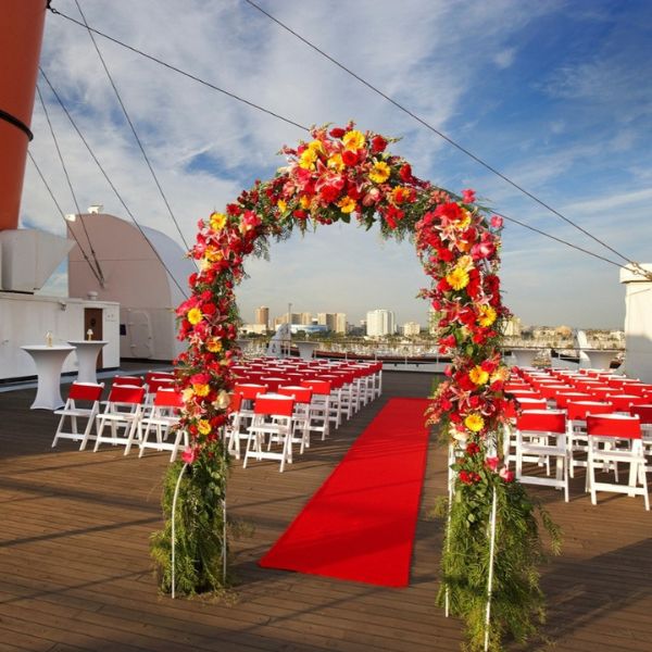 a wedding ceremony on a deck