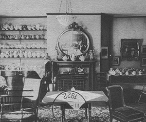 a room with a table and chairs