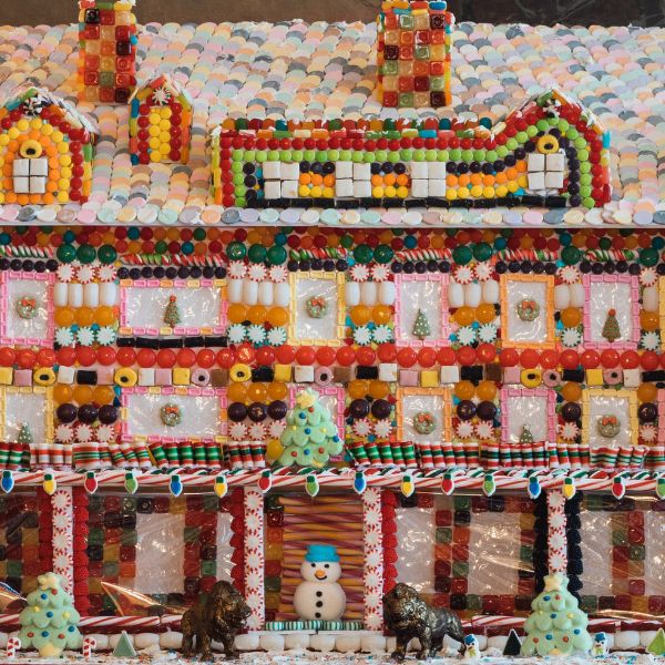 a gingerbread house made of candy