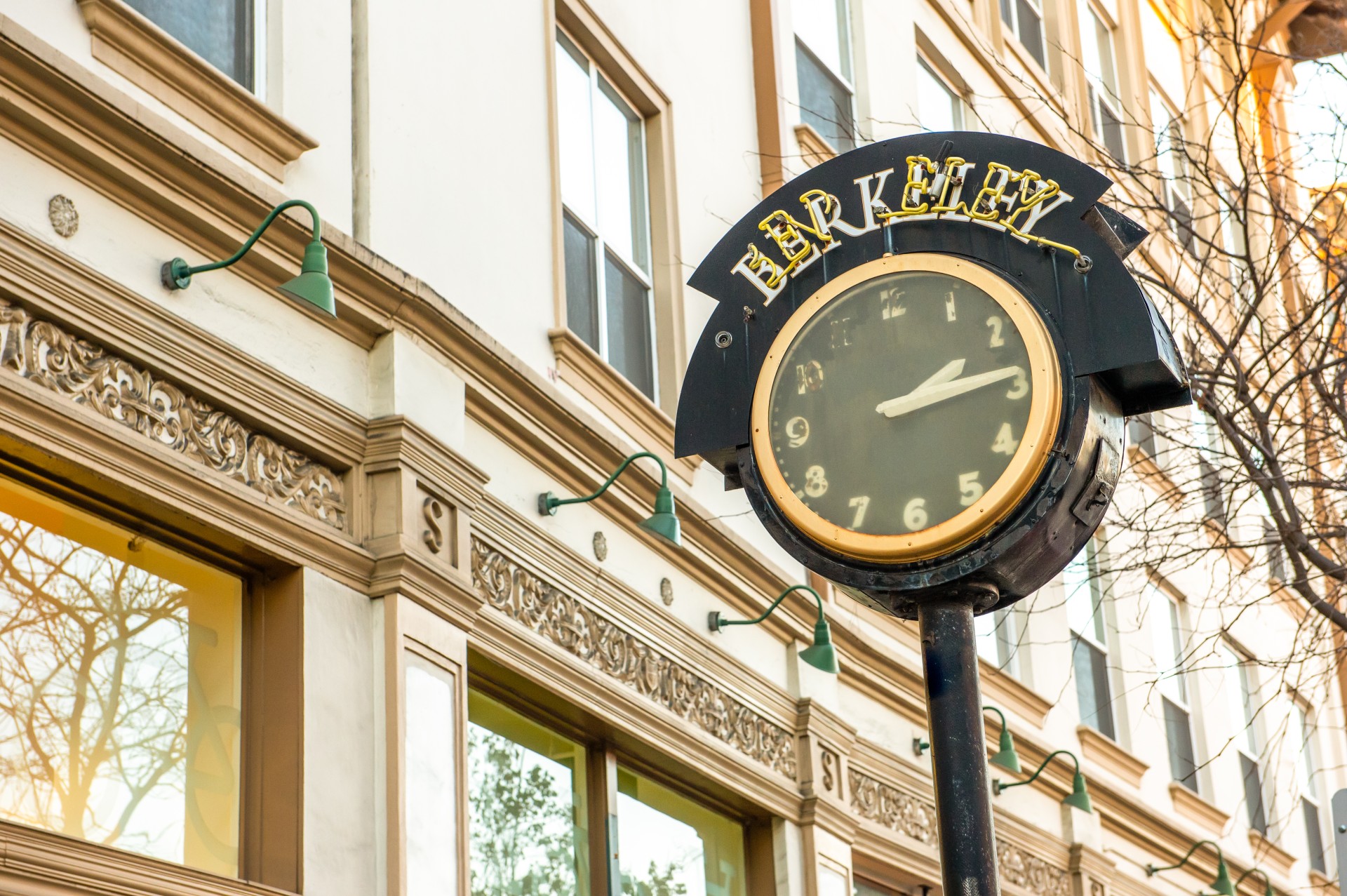 a clock on a pole