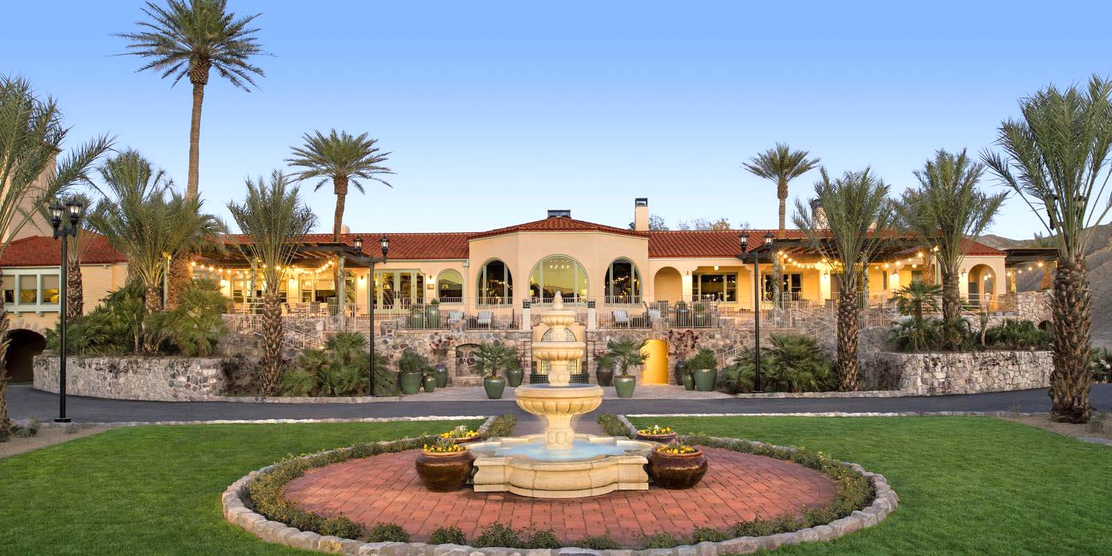 a fountain in front of a building