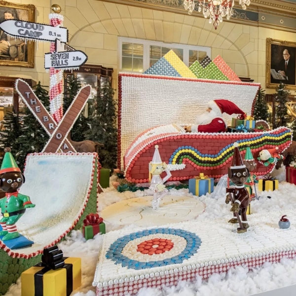a display of candy decorations