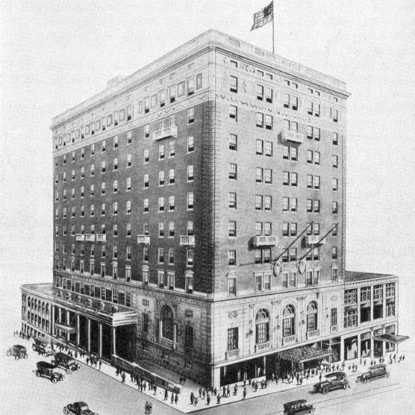 a building with a flag on top
