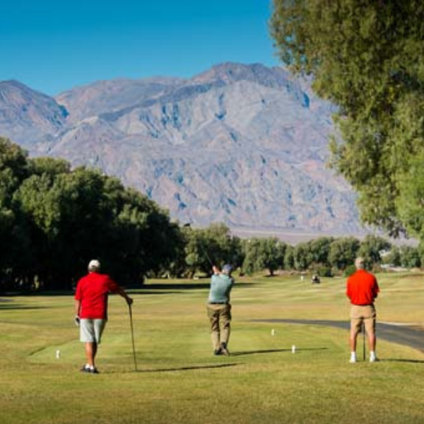 a group of men playing golf