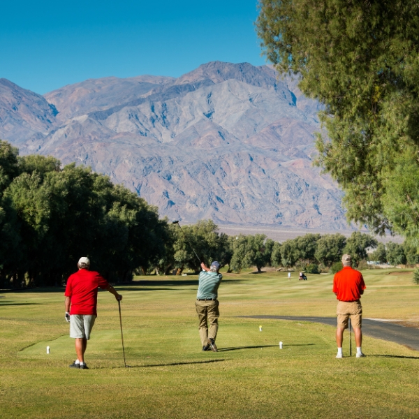 a group of men playing golf