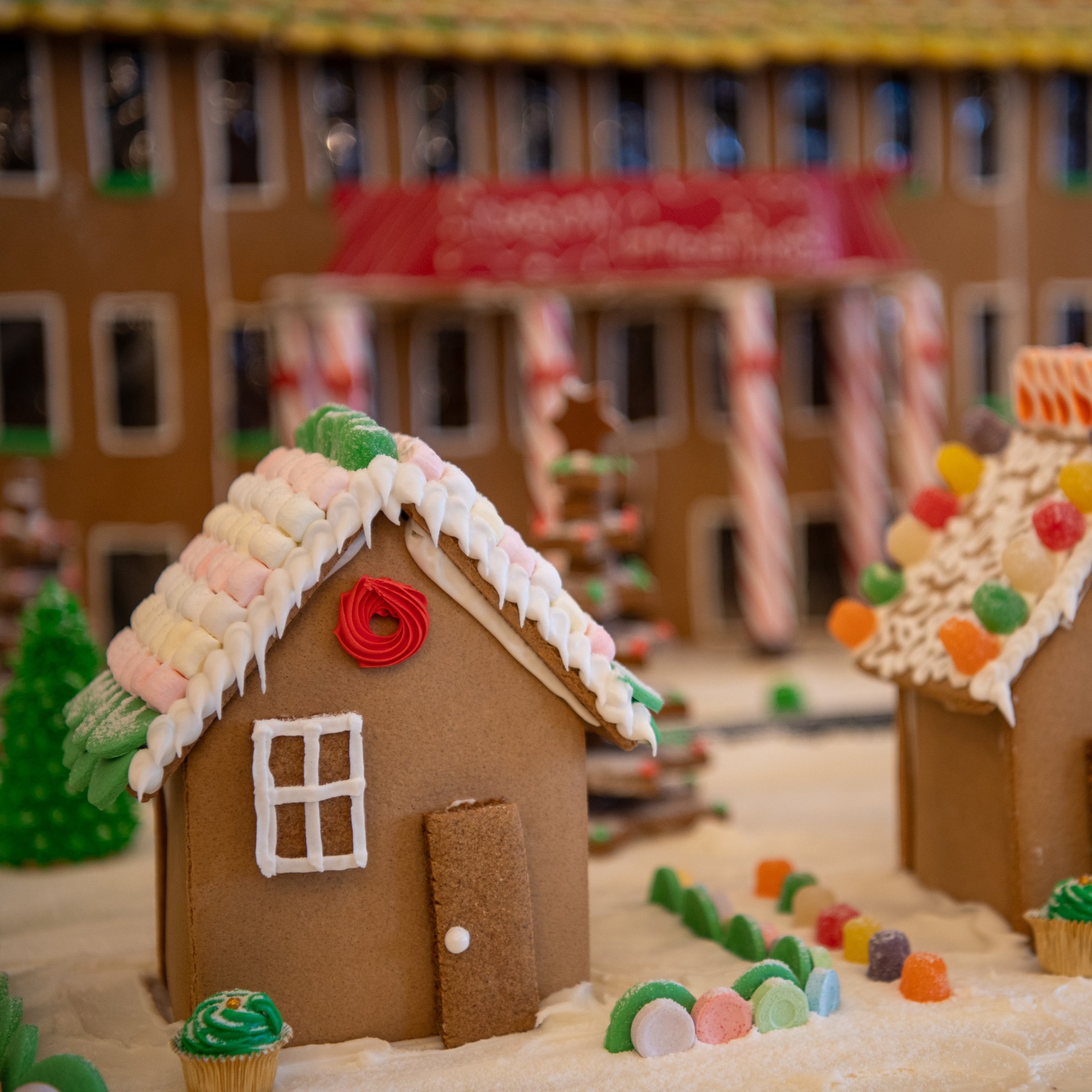 a gingerbread house with candy