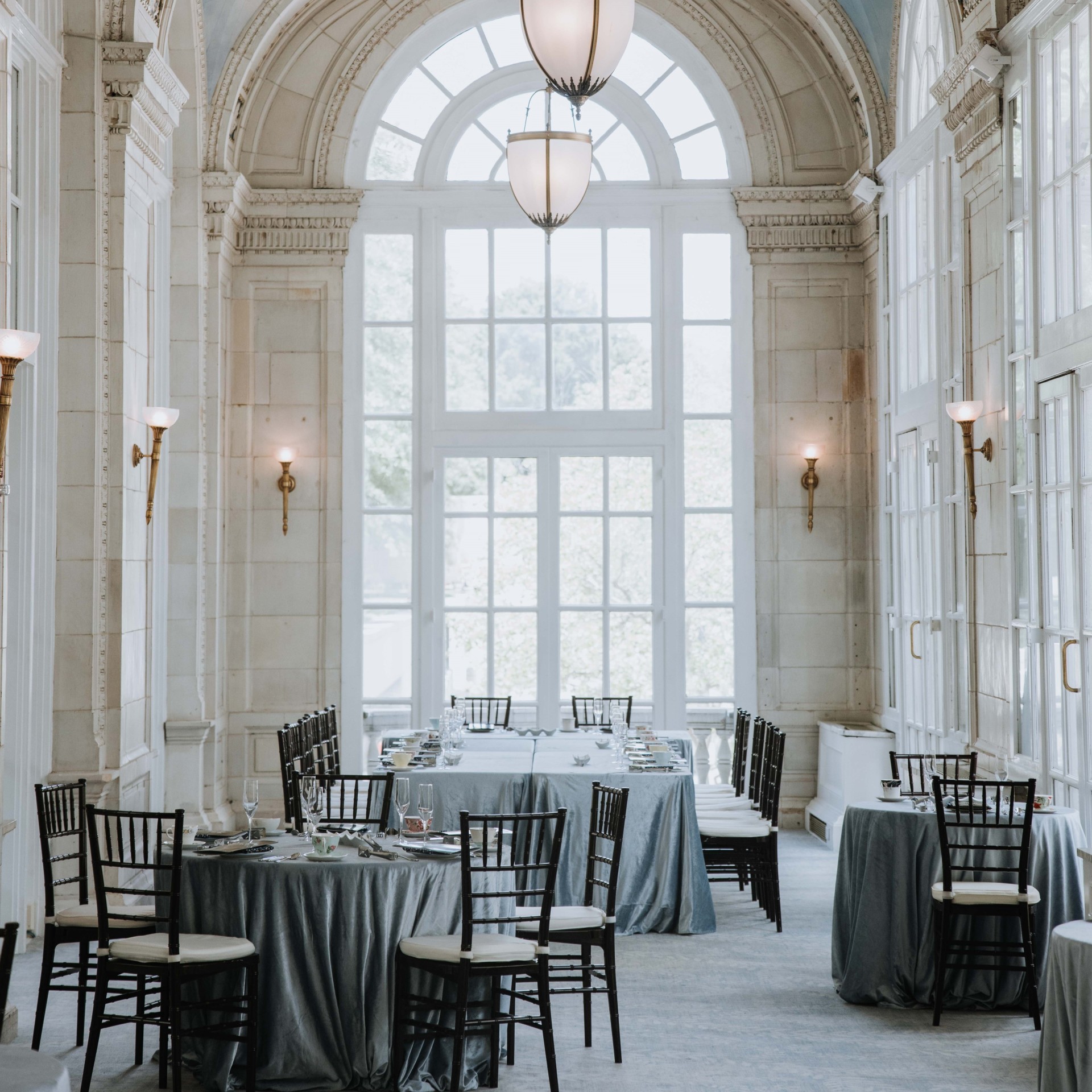a room with tables and chairs
