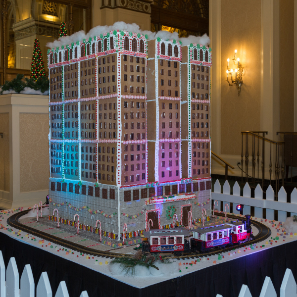 a model of a building with lights