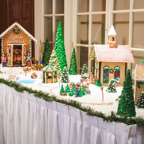 a gingerbread village on a table