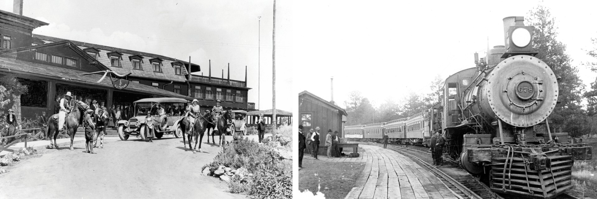 a train station with a horse and a horse