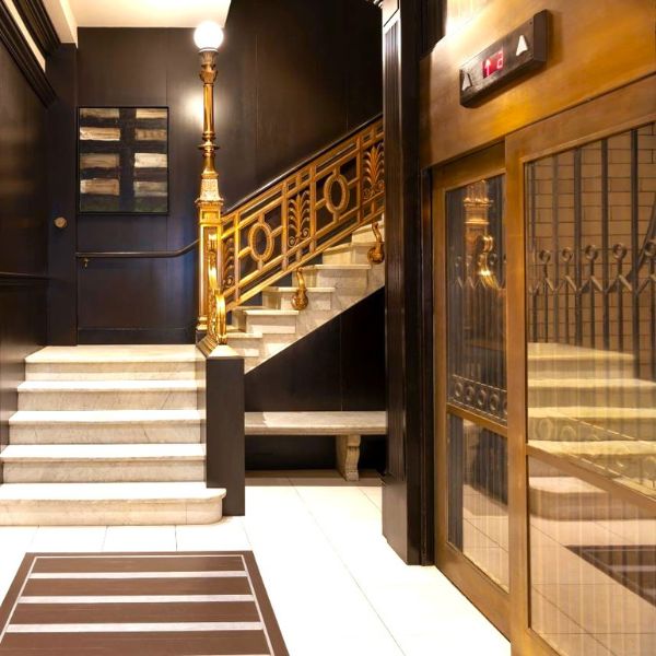 a staircase in a building