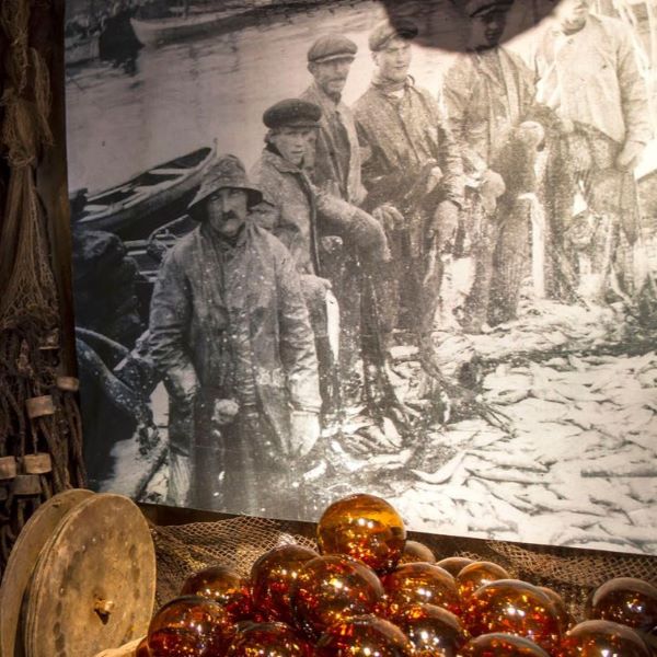 a group of glass balls on a table