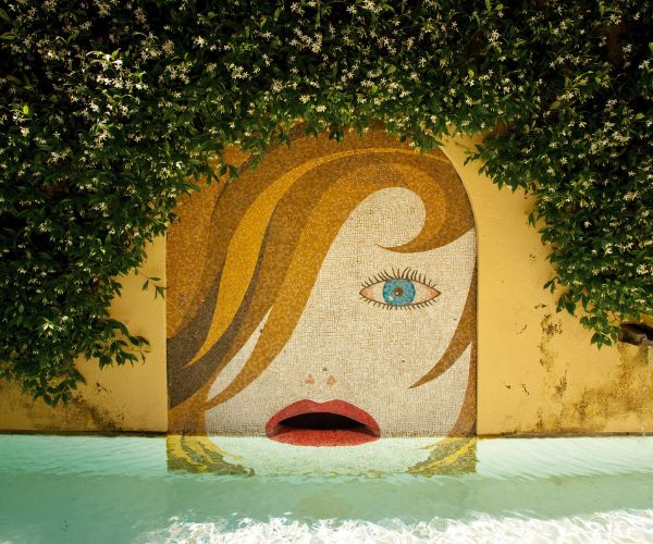 a mosaic art on a wall