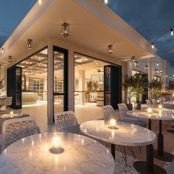 a restaurant with tables and chairs