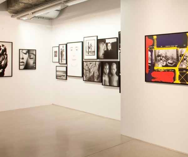 a room with pictures on the wall
