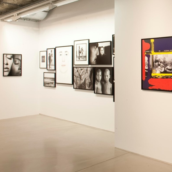 a room with pictures on the wall