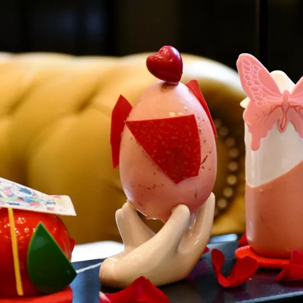 a group of decorative objects on a table
