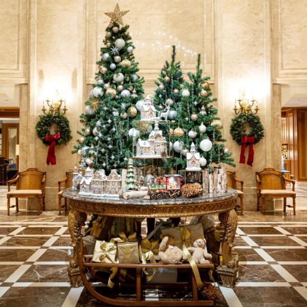 a christmas tree with decorations on a table