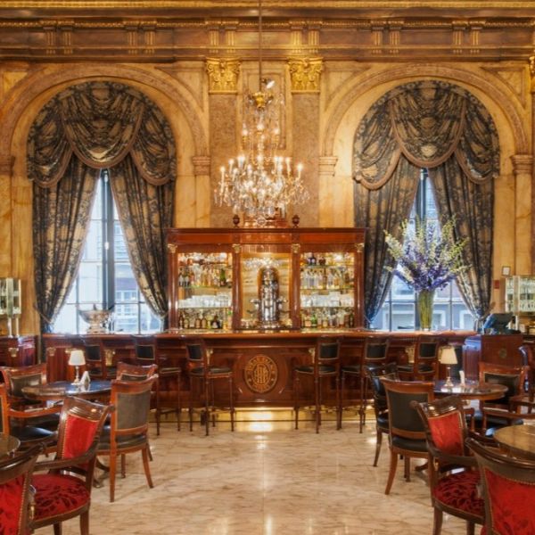 a room with tables and chairs