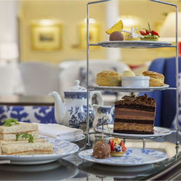 a tray of desserts on a table
