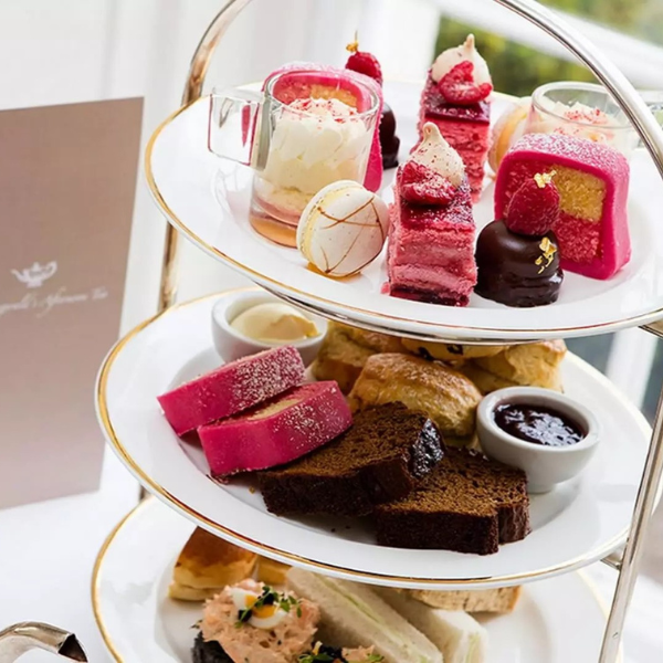 a tray of desserts on a table