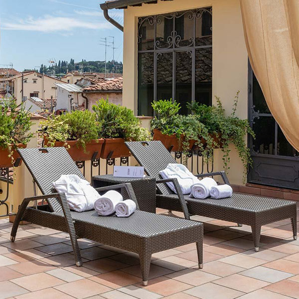a lounge chairs on a patio