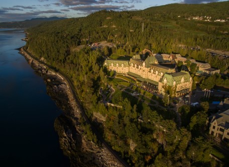 a building near a body of water