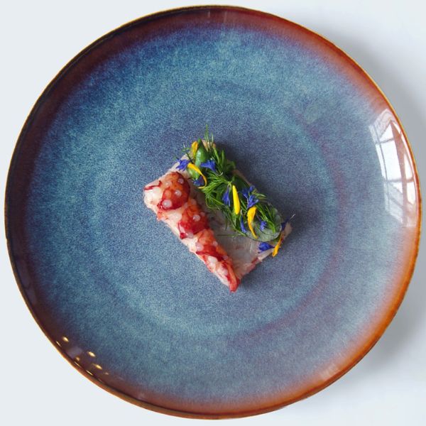 a plate with food on it