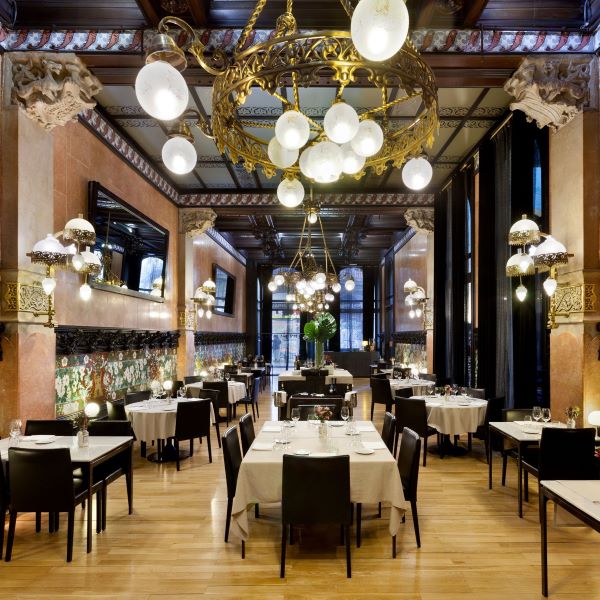 a restaurant with tables and chairs
