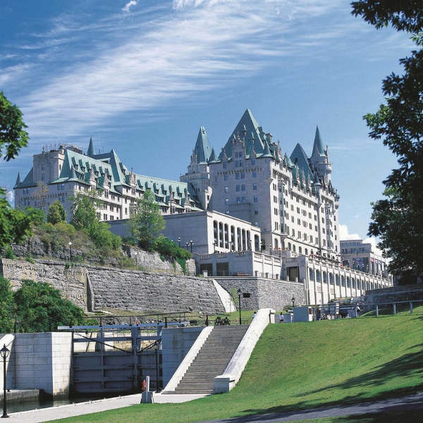 a large building with green roofs