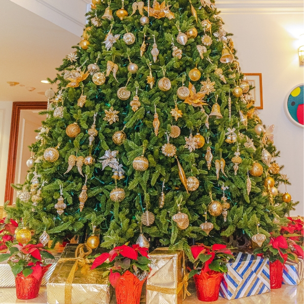 a christmas tree with presents
