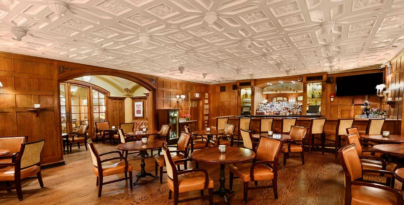 a room with tables and chairs