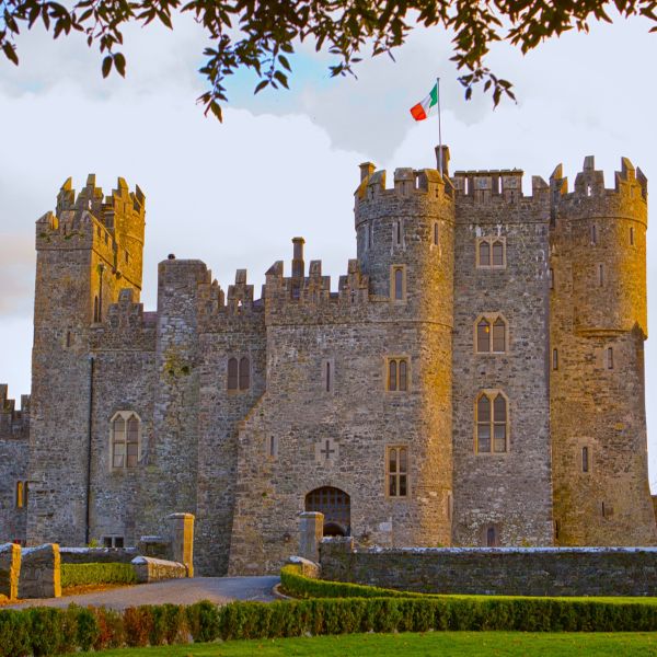 a castle with a flag on top