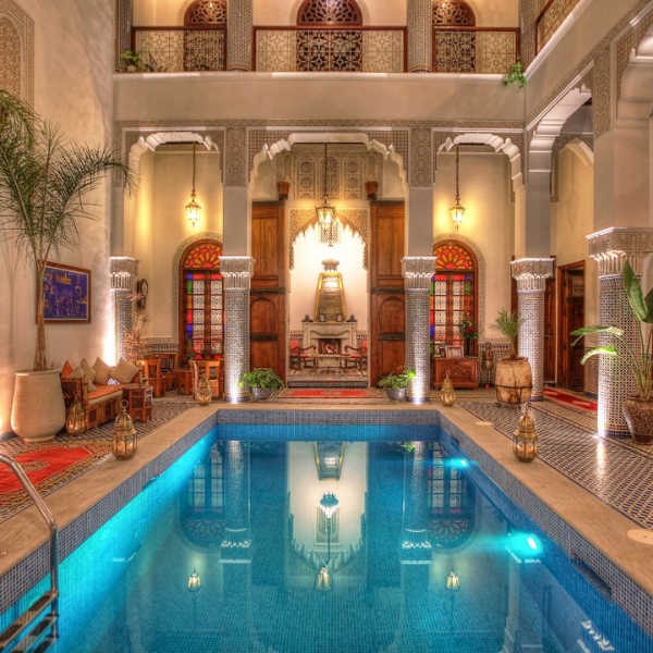 a indoor pool inside a building