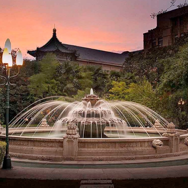 a fountain in a park