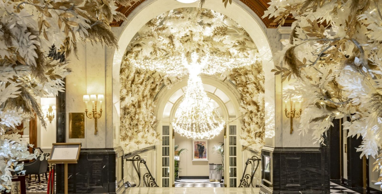 a chandelier in a hallway